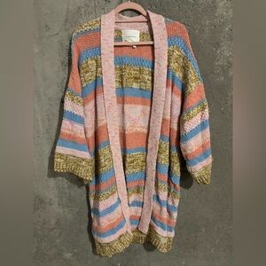 Anthropologie Pink and Blue Striped Cardigan